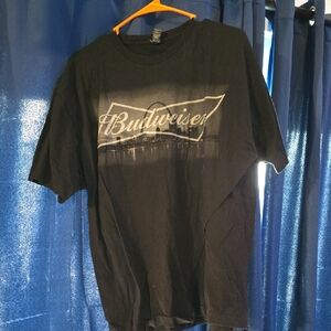 Tultex Black Short Sleeve Tee with Silver Budweiser Graphic